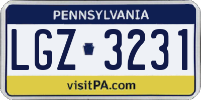 PA license plate LGZ3231