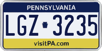 PA license plate LGZ3235