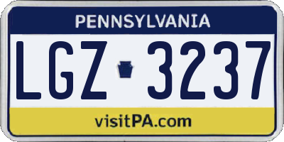 PA license plate LGZ3237