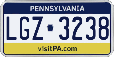 PA license plate LGZ3238