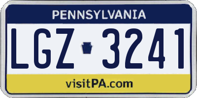 PA license plate LGZ3241