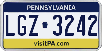 PA license plate LGZ3242
