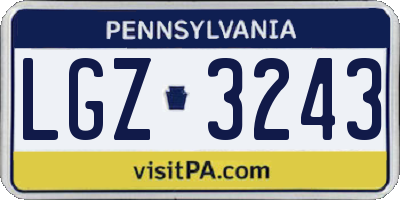 PA license plate LGZ3243