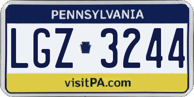 PA license plate LGZ3244