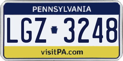 PA license plate LGZ3248