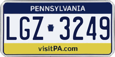 PA license plate LGZ3249