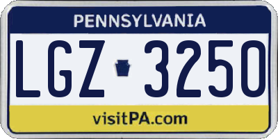 PA license plate LGZ3250