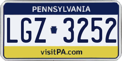 PA license plate LGZ3252