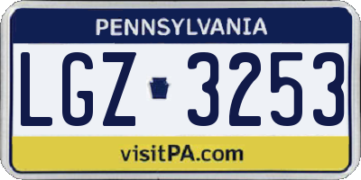 PA license plate LGZ3253