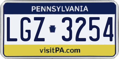 PA license plate LGZ3254