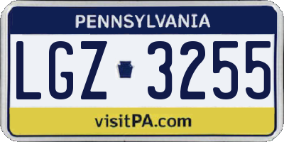PA license plate LGZ3255