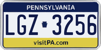 PA license plate LGZ3256