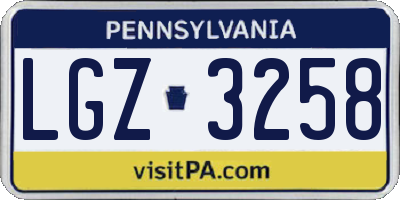 PA license plate LGZ3258