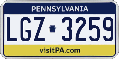 PA license plate LGZ3259