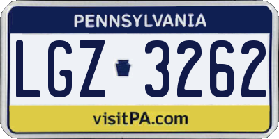 PA license plate LGZ3262