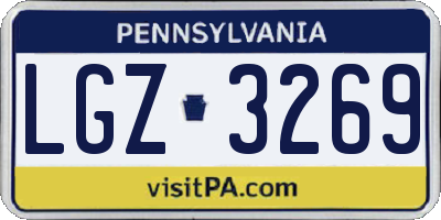 PA license plate LGZ3269