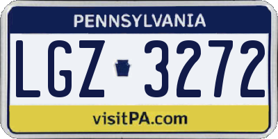 PA license plate LGZ3272