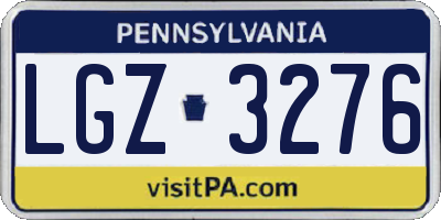 PA license plate LGZ3276