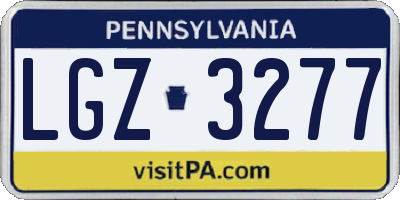 PA license plate LGZ3277