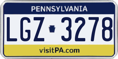PA license plate LGZ3278