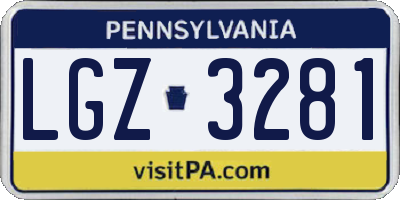 PA license plate LGZ3281