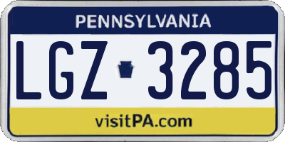PA license plate LGZ3285