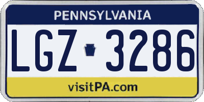 PA license plate LGZ3286