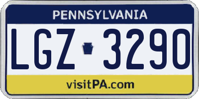 PA license plate LGZ3290