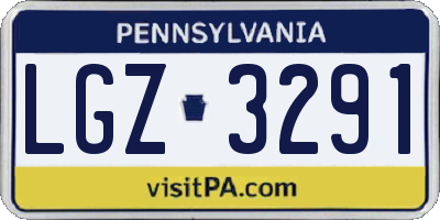PA license plate LGZ3291