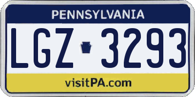 PA license plate LGZ3293
