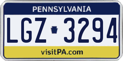 PA license plate LGZ3294