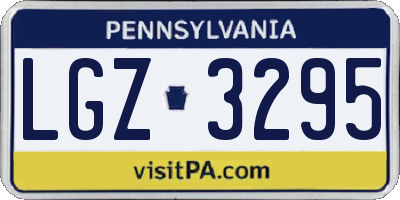 PA license plate LGZ3295