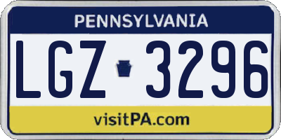 PA license plate LGZ3296