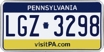 PA license plate LGZ3298