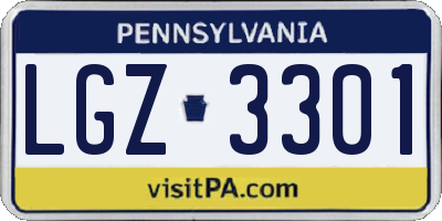 PA license plate LGZ3301