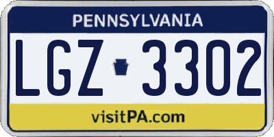PA license plate LGZ3302