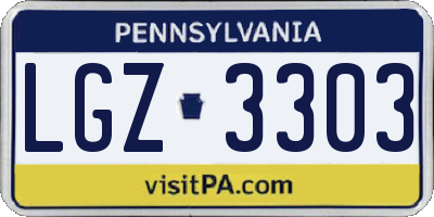 PA license plate LGZ3303
