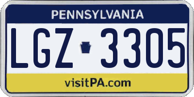 PA license plate LGZ3305