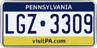 PA license plate LGZ3309