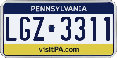 PA license plate LGZ3311