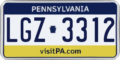 PA license plate LGZ3312