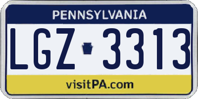 PA license plate LGZ3313