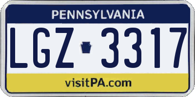 PA license plate LGZ3317