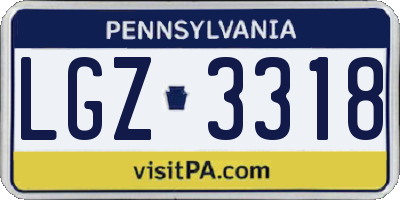 PA license plate LGZ3318