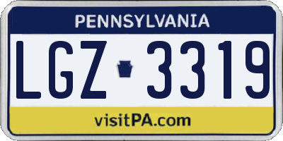 PA license plate LGZ3319