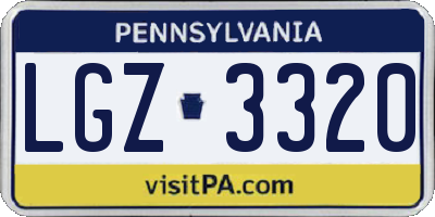 PA license plate LGZ3320