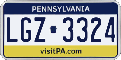 PA license plate LGZ3324