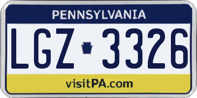 PA license plate LGZ3326