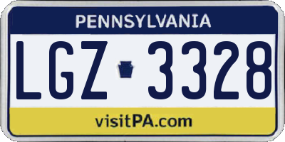 PA license plate LGZ3328