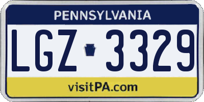PA license plate LGZ3329